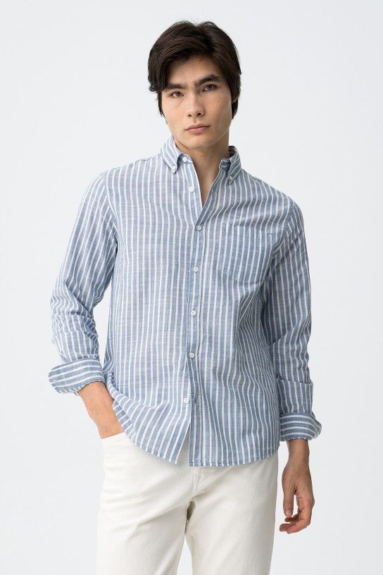 Camisa Algodón Rayas Tiffosi Kimby Azul