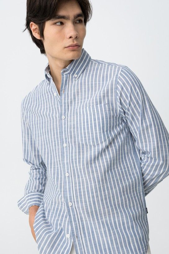 Camisa Algodón Rayas Tiffosi Kimby Azul - Imagen 3
