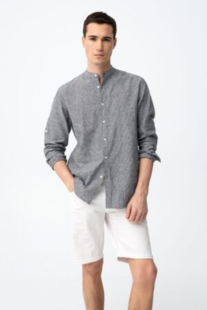 Camisa Cuello Mao CotoLino Milrayas Verde