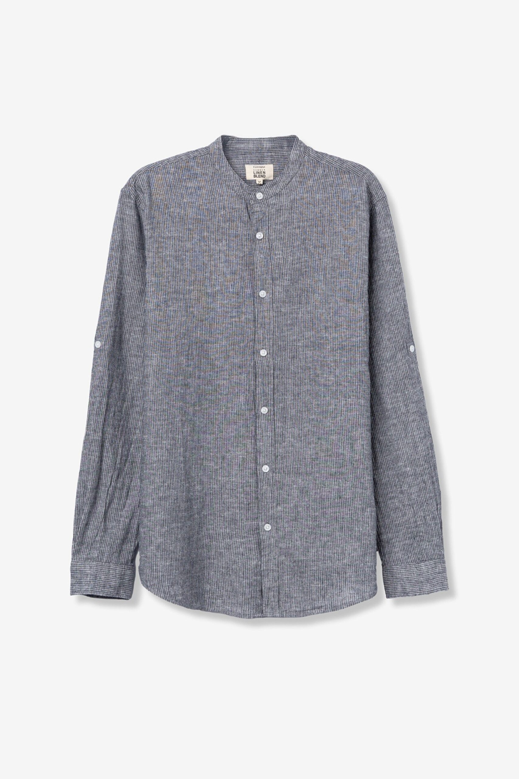 Camisa Cuello Mao CotoLino Milrayas Azul - Imagen 3